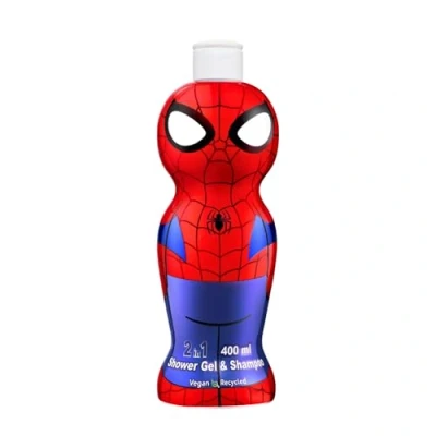 Image of Marvel Spiderman 2 in 1 Shower Gel &amp; Shampoo for Kids Adults Vegan, 90% Natural Origin Ingredients, Hydrating Gentle Hair Body Wash with Pleasant Scent, Paraben Free, Ages 3+, 400ml