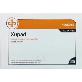 Image of Xupad Ultra absorbent dressing pad 10cm x 12cm (x25)