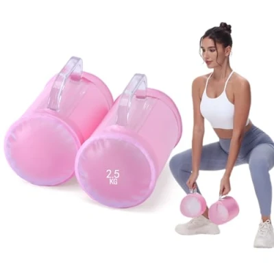 Image of DEIRIS Water Dumbbells, Filled Weights Set, Travel Weights, Weight Bag, Adjustable Dumbbells to 2/5/10/14 KG Pair, for Strength Training, Fitness (Pink: Pair of 5 kg)
