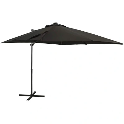 Image of vidaXL Cantilever Garden Parasol with Pole and LED Lights Black 250 cm
