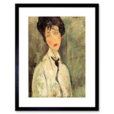 Image of Wee Blue Coo Painting Amedeo Modigliani Woman With Black Tie Framed Wall Art Print