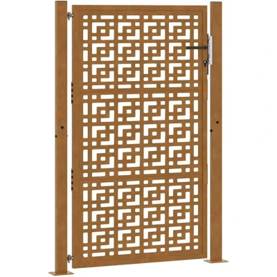 Image of vidaXL Garden Gate 105x155 cm Weathering Steel Cross Design