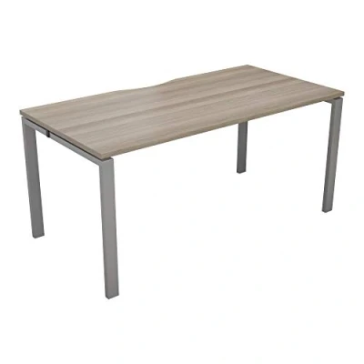 Image of Office Hippo &quot;OH1280COSVGO/1P Single Bench Desk with Cut Out Cable Port, Wood, Grey Oak, 80 x 120 73 cm