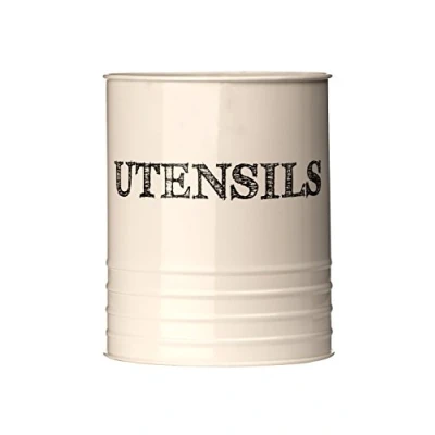 Image of Premier Housewares 507630 Sketch Utensil Canister Cream, H16 x W13 D13cm