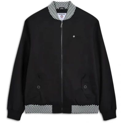 Image of Lambretta Mens Checkerboard Trim Harrington Jackets (UK, Alpha, M, Regular, Black)