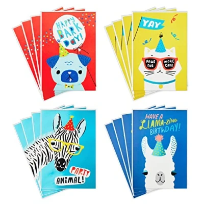 Image of Hallmark Birthday Cards Assortment, 16 with Envelopes (Party Animals)