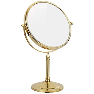 Image of Countertop Makeup Mirrors, 8 inch Double Sided Brass Magnifying Mirror, Tabletop 360 Swivel Cosmetic Vanity Shaving Mirrors,Gold,3X