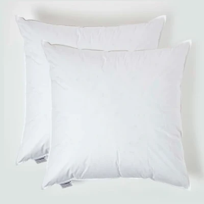 Image of HOMESCAPES 2 Pack Luxury Duck Feather Cushion Inserts 80cm x (32 32) Perfect Bounce Back and Down Proof Cover Generously Filled Inner Pads Filler, Hypoallergenic RDS Certified Machine Washable