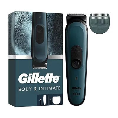 Image of Gillette Body and Intimate Men’s Trimmer i3, SkinFirst Pubic Hair for Men, Waterproof, Cordless Wet/Dry Use, Shaver Lifetime Sharp Blades