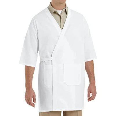 Image of Red Kap Men&#039;s RK Collarless Butcher Wrap, White, Large
