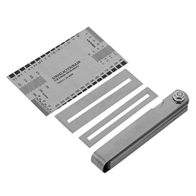 Image of Fafeims Guitar Fret Ruler, Luthier Tool Set Stainless Steel String Action Gauge Ruler+32 Feeler Set+2Pcs Fingerboard Guards
