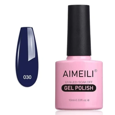 Image of AIMEILI Blue Gel Nail Polish Soak Off UV LED Varnish Navy Seals (030) 10ml