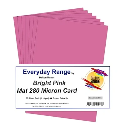 Image of Dalton Manor Card Bright Pink A4 210gsm Pack 50