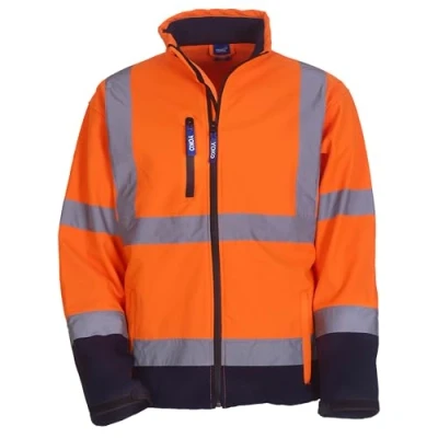 Image of Yoko Men&#039;s Yk040/Hvk09 Hi Vis Softshell Jacket Orange/Navy, Large