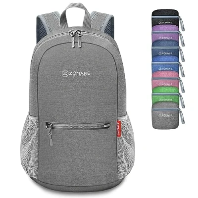 Image of ZOMAKE 10L Small Foldable Backpack Lightweight Packable Daypack for Travelling Hiking,Mini Rucksack Kids Adult and Teenager(Grey)