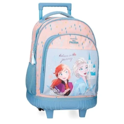Image of Disney Joumma Bags, Frozen Believe in the journey, children&#039;s backpack, school bag, made of polyester, wide and adjustable straps, several pockets compartments., blue, Wheeled Backpack