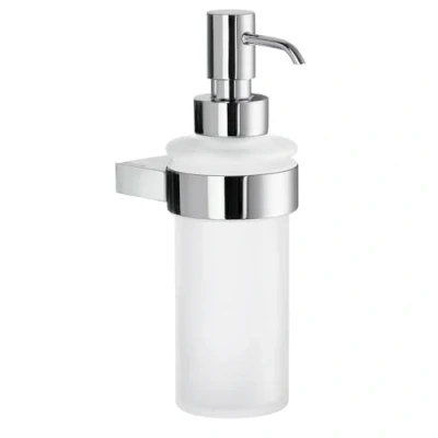 Image of Smedbo &quot;Air&quot; Soap Dispenser with Frosted Glass, Polished Chrome, Silver/White, 6 x 8.5 18 cm