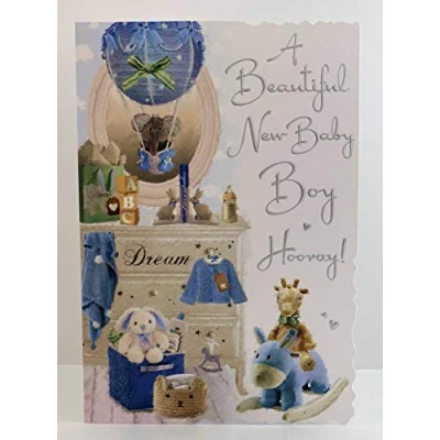 Image of Jonny Javelin A Beautiful New Baby Boy Hooray Card