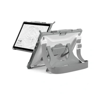 Image of URBAN ARMOR GEAR UAG Designed for Microsoft Surface Pro 8 Case Plasma w/Hand Strap &amp; Shoulder Featherlight Translucent Rugged Military Drop Tested Protective Cover, White/Grey