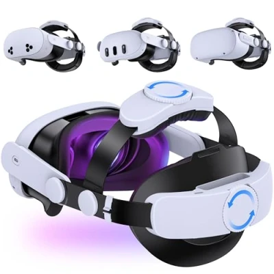 Image of Lightweight Liftable Head Strap for Meta Quest 3/3S/Meta 2,VR Headset Elite Replacement Oculus 3/3S/2 Accessories,Pressure Reduce Headstrap with All Directional Adjust Wheel Knob