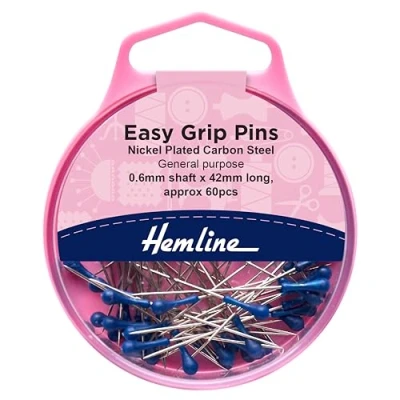 Image of Hemline Easy Grip Pins Blue 42mm