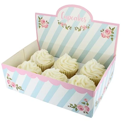 Image of Culpitt 6/12 Cupcake Display Box, 20 Pack, Boxes To Carry Tasty Treats, Includes Dual Insert For 6 Standard Cupcakes or 12 Mini Afternoon Tea,Multilcolour,86965