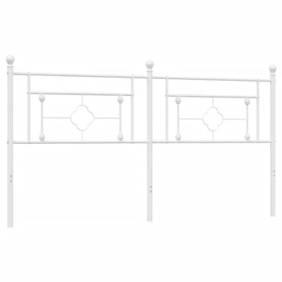 Image of vidaXL Metal Headboard for Bedroom, Steel Construction, White, 180 cm Bed Frame Header, Supportive Backrest, Assembly Required, Timeless Elegance