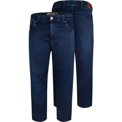 Image of KAM Mens Jacob Stretch Fit Knitted Denim Regular Jeans Blue 44 S