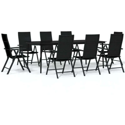 Image of vidaXL 9 Piece Garden Dining Set Black