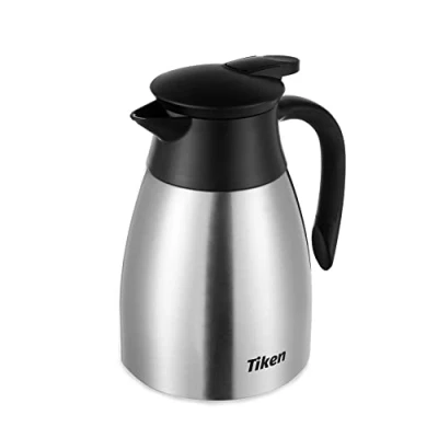 Image of Tiken 1L Thermal Coffee Carafe Jug, Stainless Steel Insulated Vacuum Pot Flask for Tea Hot and Cold Drinks