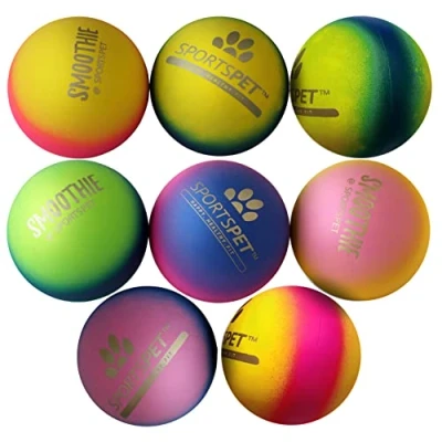 Image of SPORTSPET Tough Bounce Natural Rubber Dog Balls Highly Durable (65mm) (8 Pack Summer Edition)