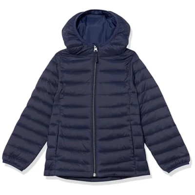 Image of Amazon Essentials Girls&#039; Lightweight Water Resistant Packable Hooded Puffer Jacket, Navy, 8 Years