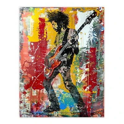 Image of Artery8 Colourful Bassist Rocker Portrait Street Art Living Room Large Wall Poster Print Thick Paper 18X24 Inch
