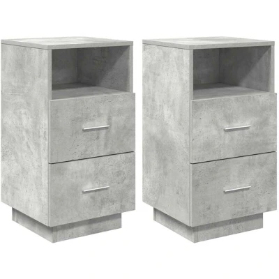 Image of vidaXL Bedside Cabinets 2 pcs with Drawers Concrete Grey 36x36x68 cm