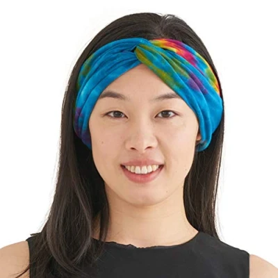 Image of CHARM Womens Tie Dye Head Wrap Fashion Turban Headband Hippy Yoga Hairband Twist Knot Festival Hair Band F