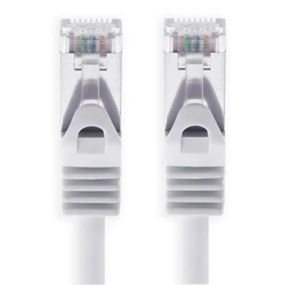Image of CAT7 Cat.7 Gigabit Ethernet cable, LAN network raw cable with (RJ45) Cat6a connector (double shielded) 500 MHz weiss 1 Stück 20m