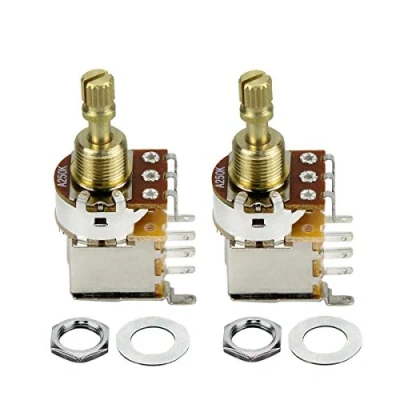 Image of FLEOR 2PCS A250K Push Bounce Switch Potentiometer Audio Taper Pot Short Split Copper Shaft for Electric Guitar Bass Volume/Tone Controls