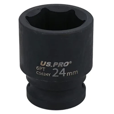 Image of 24mm Metric Shallow Impact Impacted European Style Socket 1/2&quot; Drive 6 Sided