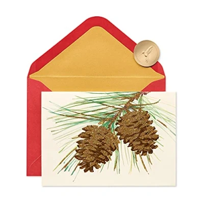 Image of Papyrus Holiday Cards Boxed with Envelopes, Wonderful Year to Come, Pinecones (14 Count)