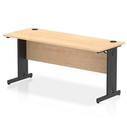 Image of Impulse 1600x600mm Straight Desk Maple Top Black Cable Managed Leg