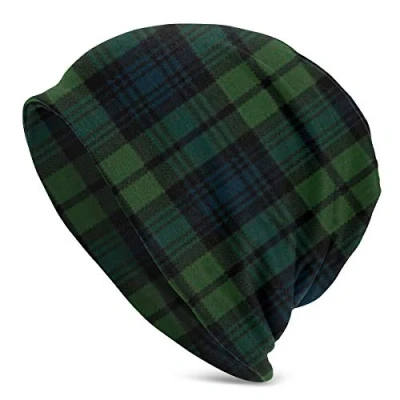 Image of YNAHWT Scottish Tartan Plaid Beanie Cap Stretch Hat Casual Skullcap Large Baggy Oversized Knit for Daily Travel Hiking Running
