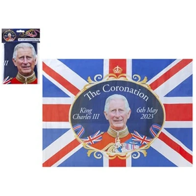 Image of King Charles Coronation Flag Souvenir Union Jack 30&quot; x 20&quot;