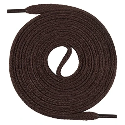 Image of Mount Swiss©, premium laces, 1 pair of flat laces made 100 % cotton, tear resistant, 7 mm wide, Adult (Unisex), dark brown, 130 cm