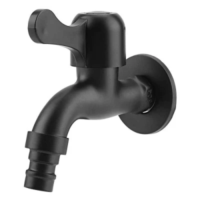 Image of 304 Stainless Steel Black Wall Mount Tap Garden Water Faucet for Bathroom (Washing Machine)