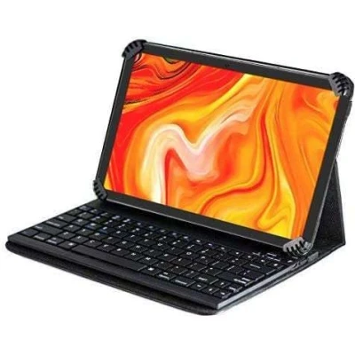 Image of Navitech Folding Leather Folio Case &amp; Stand With Bluetooth Keyboard Compatible Blackview Tab 7 10 Inch Android Tablet