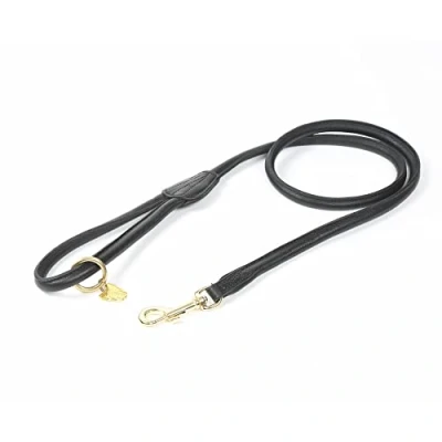 Image of Shires Rolled Leather Dog Lead One Size Black