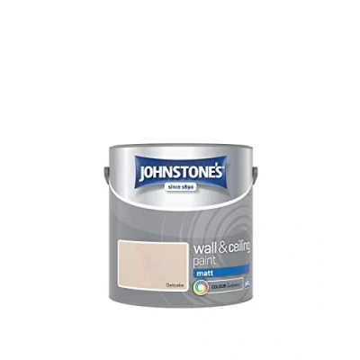 Image of Johnstone&#039;s Wall &amp; Ceiling Paint Oatcake Matt Finish Emulsion Fantastic Coverage Easy to Apply Dry in 1 2 Hours 12m2 per Litre 2.5L