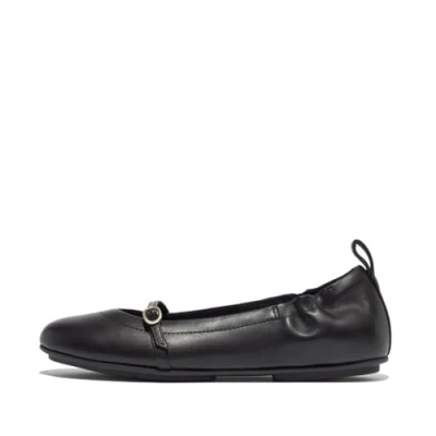 Image of Fitflop Women&#039;s Allegro Soft Leather Mary Janes Flat, Black, 3 UK