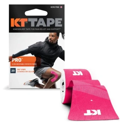 Image of KT TAPE PRO, Pre cut, 20 Strip, Synthetic, Hero Pink