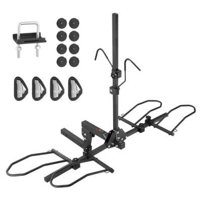 Image of VEVOR Hitch Mount Bike Rack, 2 Platform Style, 160 LBS Max Capacity Rack for inch Receiver, Titling and Folding Carrier with Tires up to 5&quot; Wide, Car, SUV, Truck, RV